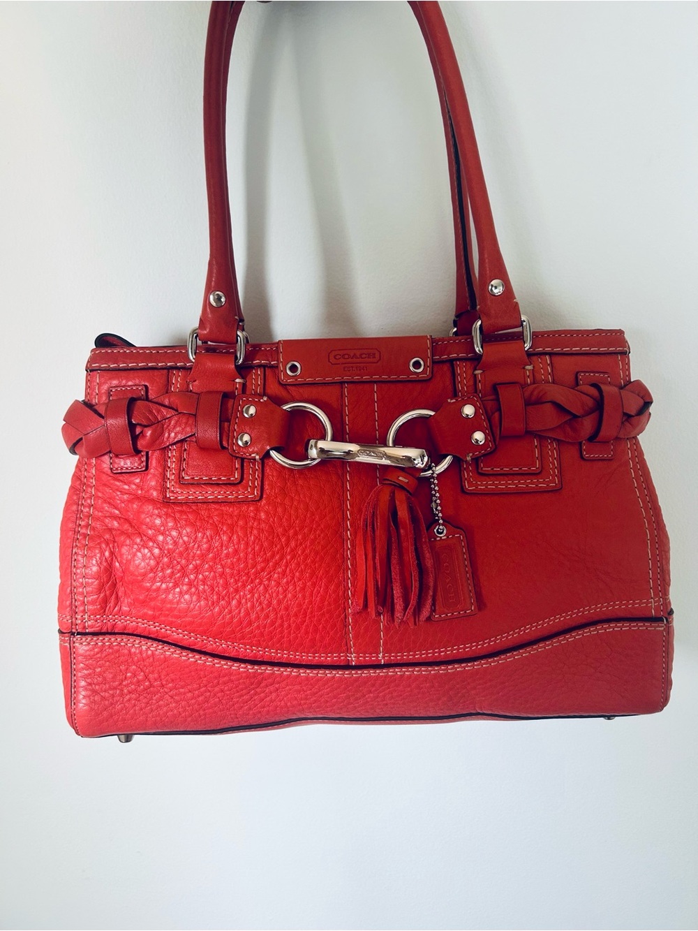 Coach Coral Leather Hampton with Braided Detail
